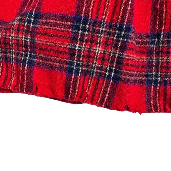 FLAWED Vintage Talbots Red Tartan Plaid Mini Wool Blend Mini Wrap Skirt Size 14 - Picture 3 of 7